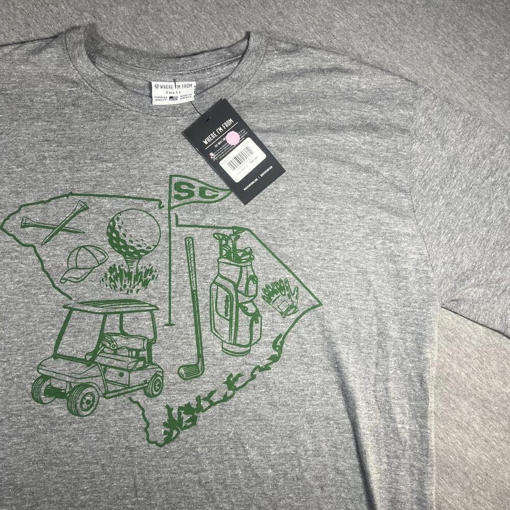 New With Tags Where I'm From Golf Apparel Golf Mix Men’s Small Gray Golf T-Shirt